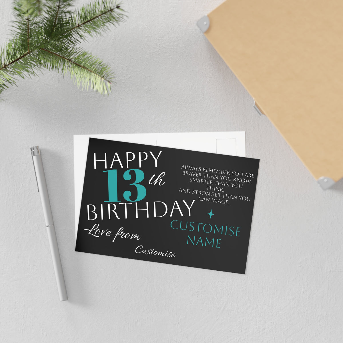 Customisable 13th Birthday Postcard | TrendWaves Original Minimalistic Design