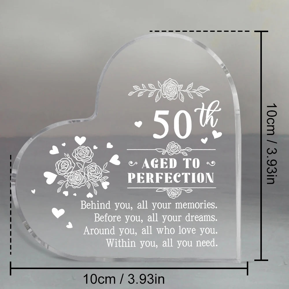 Acrylic Heart with Message for 50th