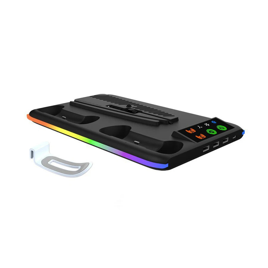 PS5 Pro Cooling Stand with LED Controller Charging Station