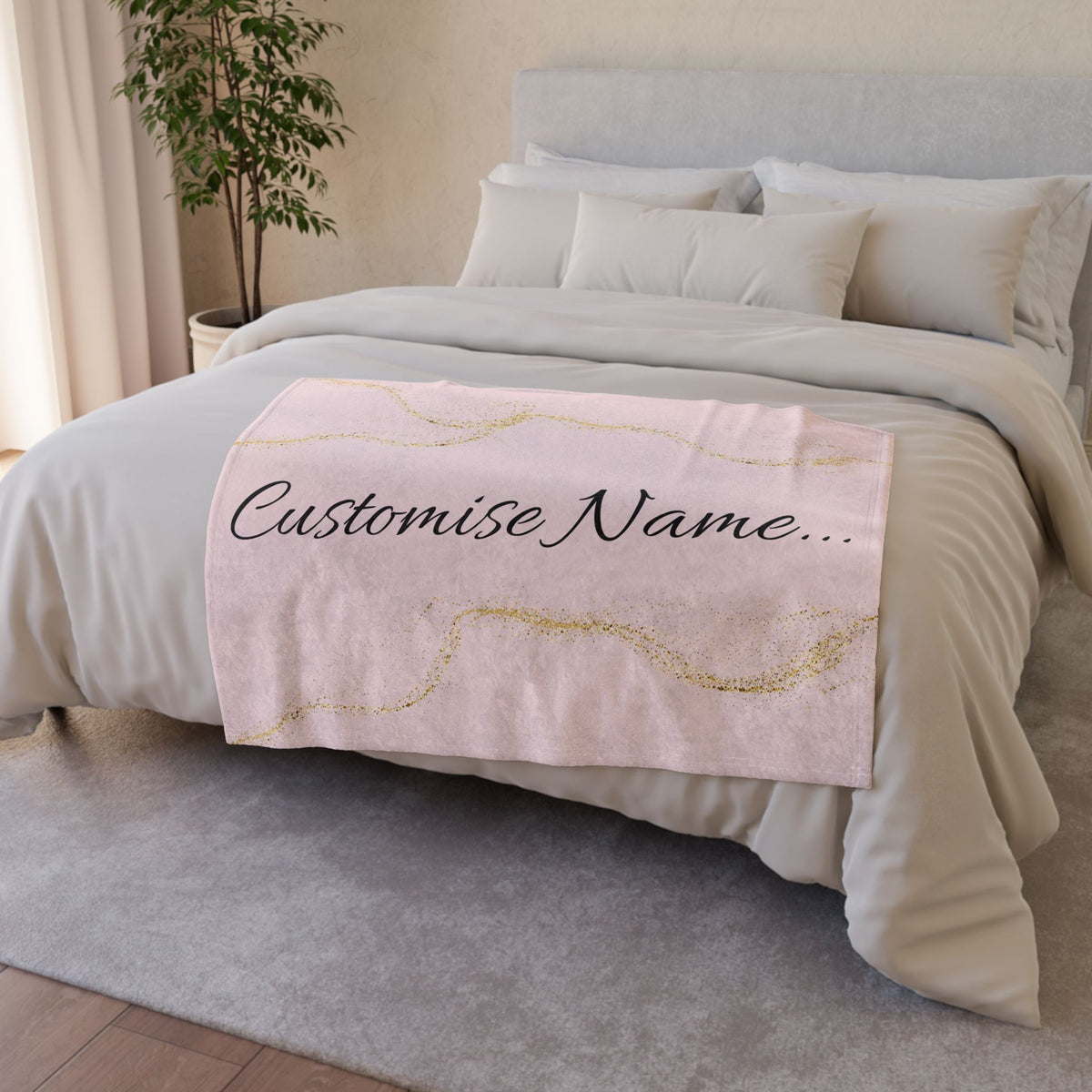Custom Name  Blanket | TrendWaves Gold Marble Design