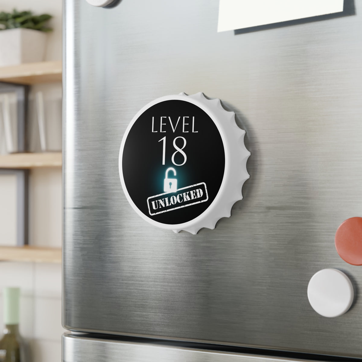 Customisable Level Unlocked Bottle Opener Magnet
