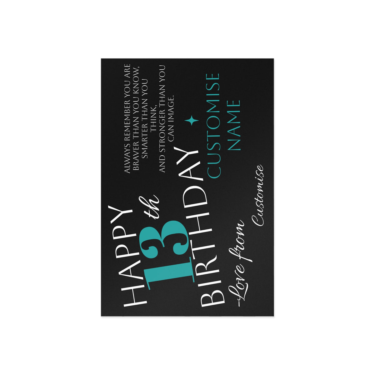 Customisable 13th Birthday Postcard | TrendWaves Original Minimalistic Design