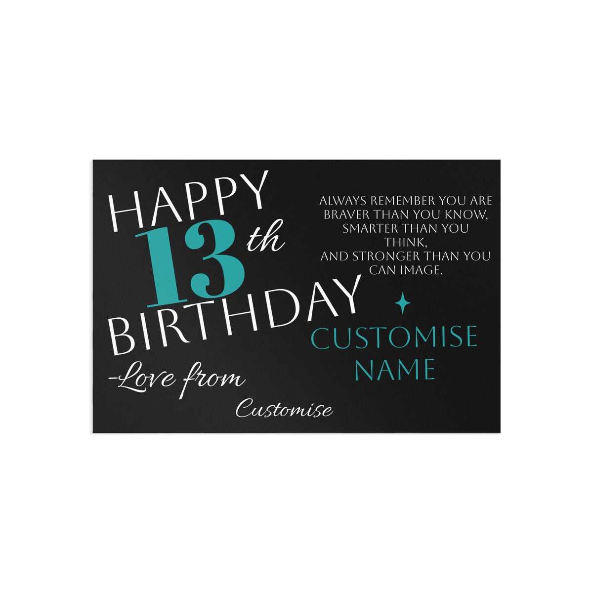 Customisable 13th Birthday Postcard | TrendWaves Original Minimalistic Design