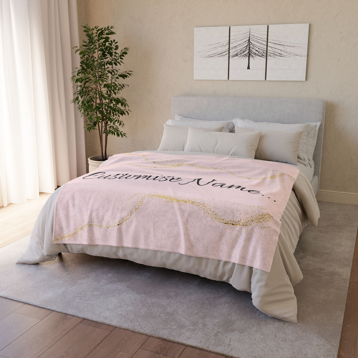 Custom Name  Blanket | TrendWaves Gold Marble Design