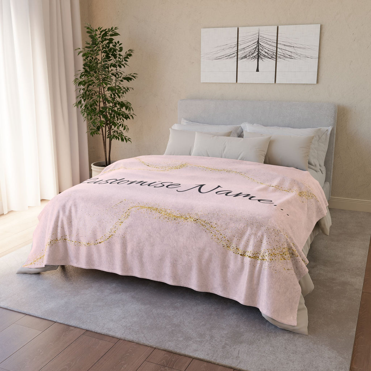 Custom Name  Blanket | TrendWaves Gold Marble Design