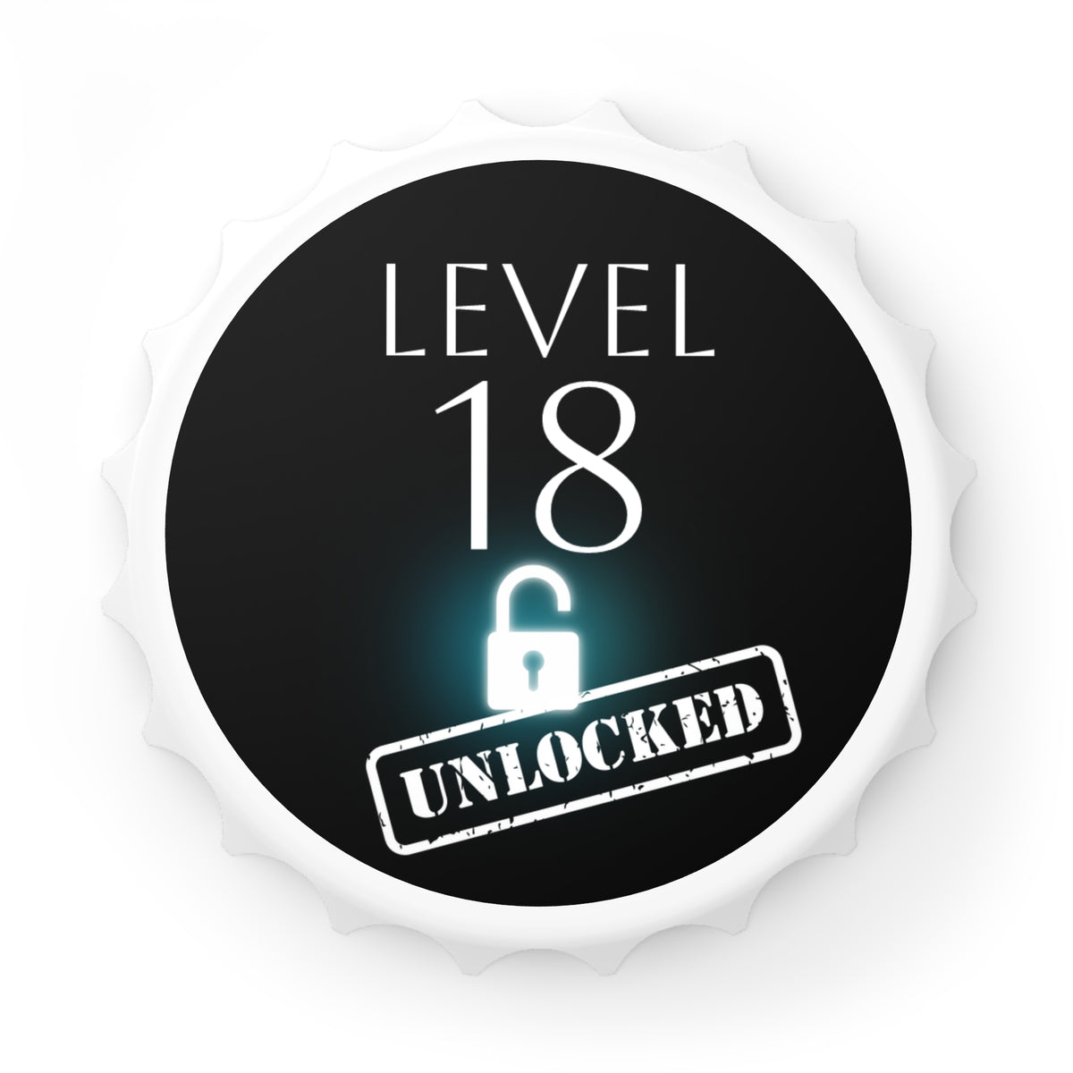 Customisable Level Unlocked Bottle Opener Magnet
