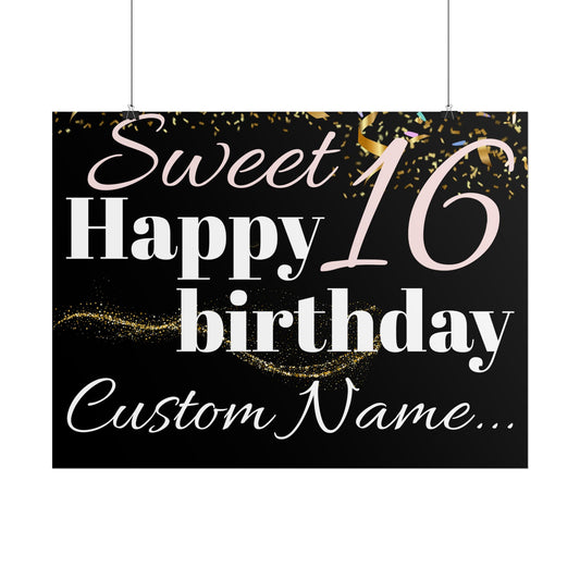 Customisable Sweet 16 Birthday Posters | TrendWaves Original Design
