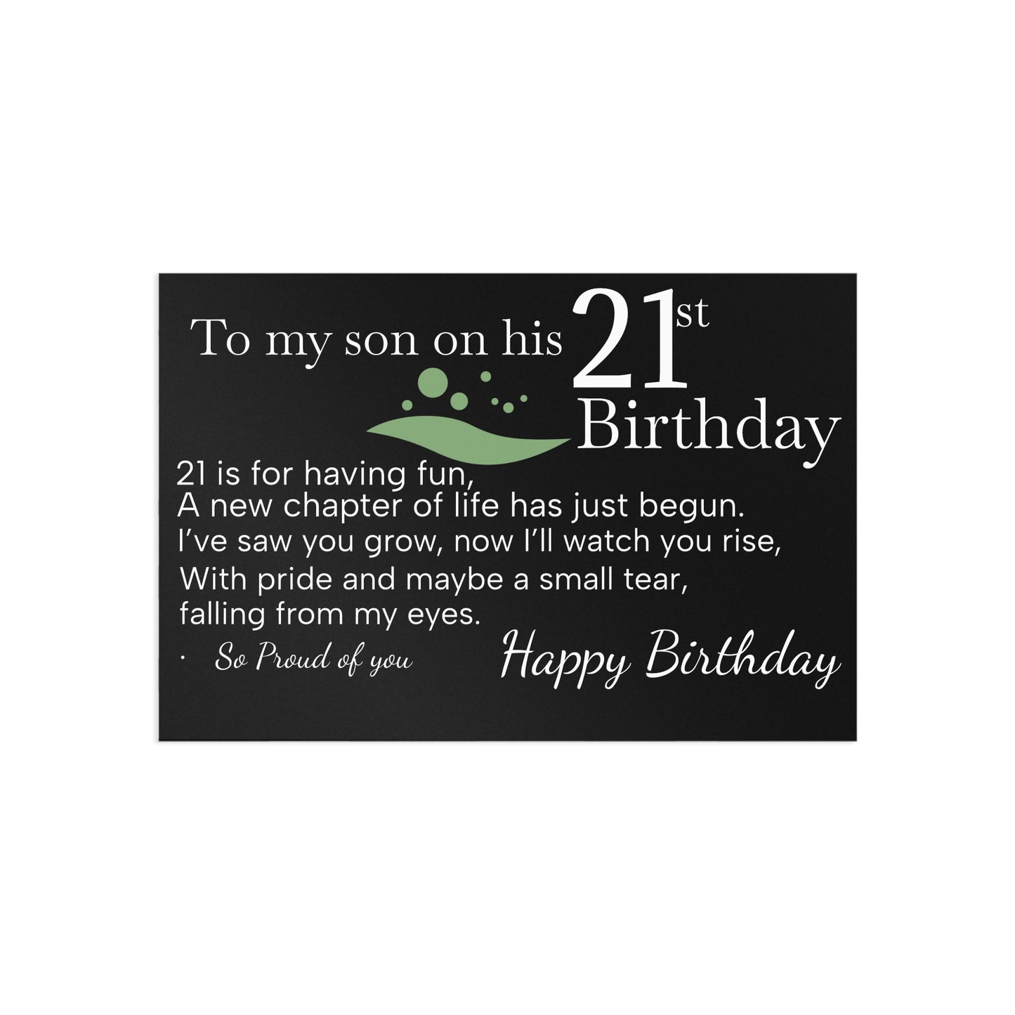21st Birthday Note for Son