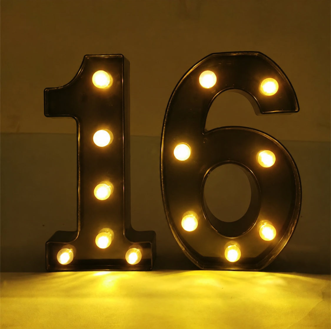 Black 16th Birthday LED Number | 21CM