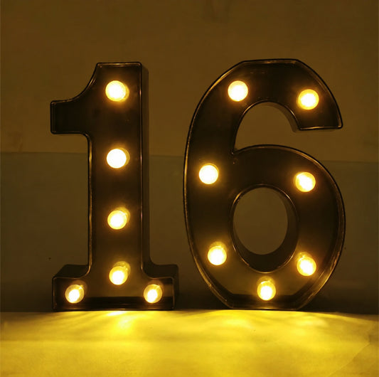 Black 16th Birthday LED Number | 21CM