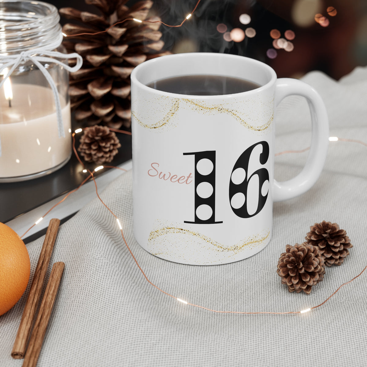 Customisable Sweet 16th Birthday Mug | TrendWaves Original Design for Her