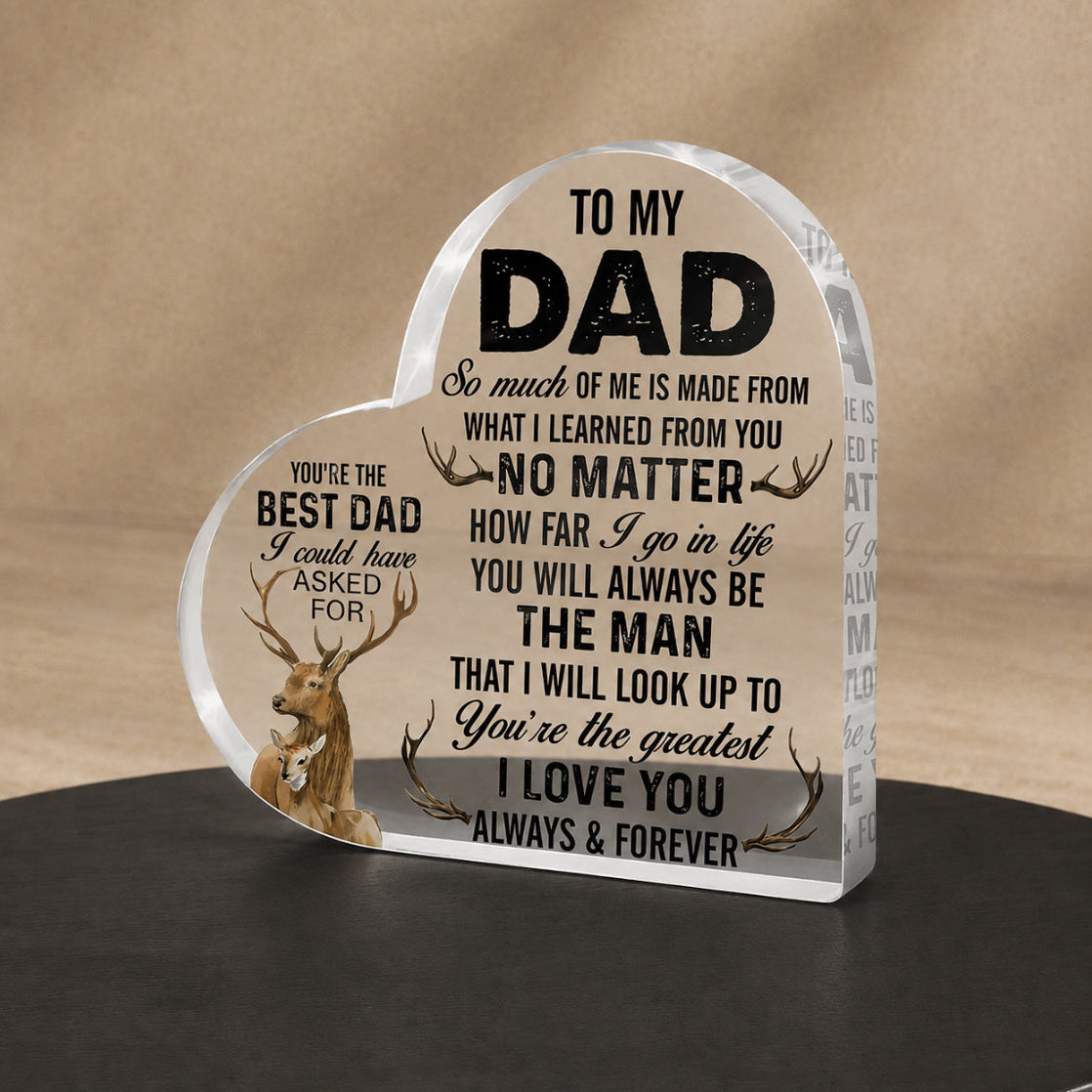 Sentimental Note for Dad from Son | Acrylic Heart