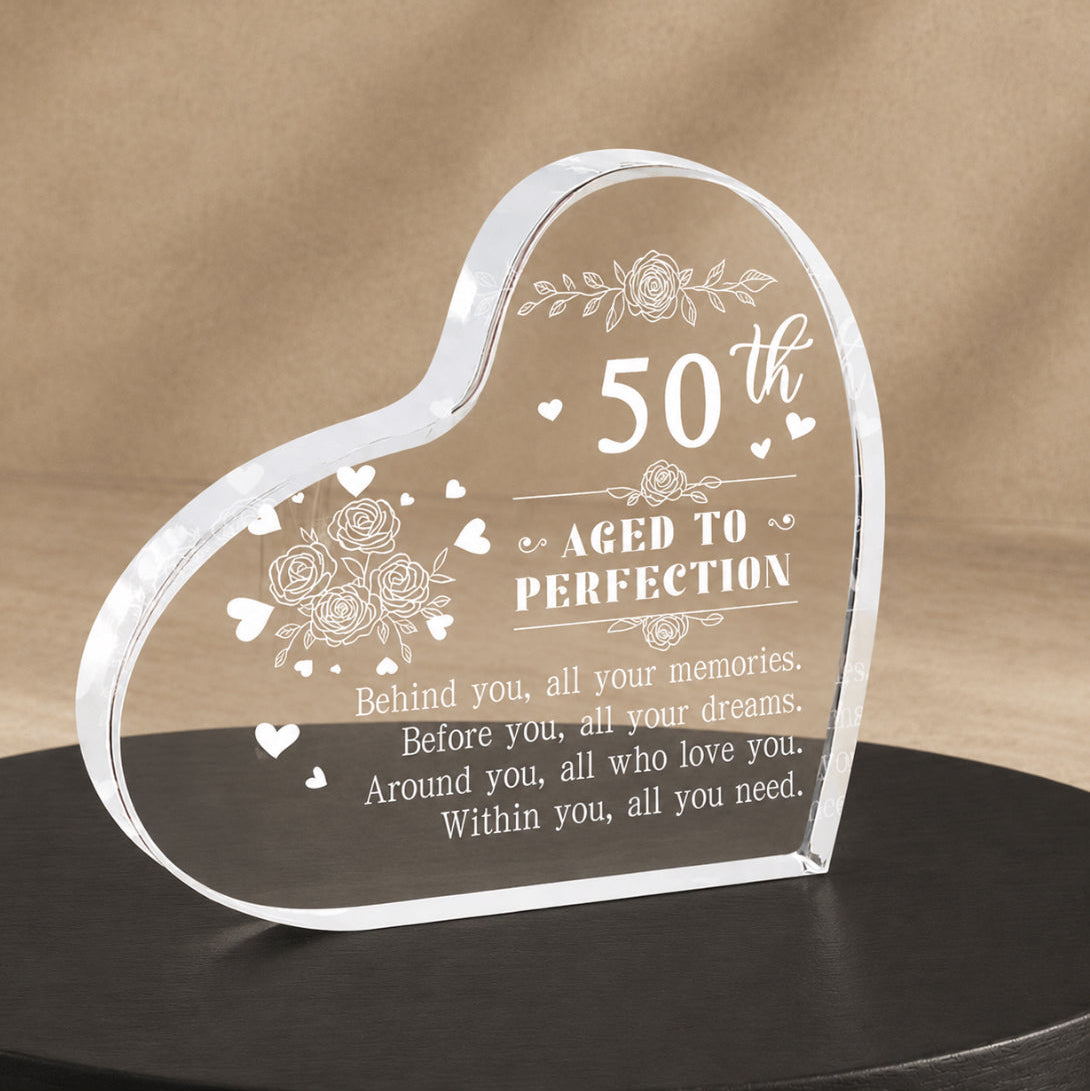 Acrylic Heart with Message for 50th