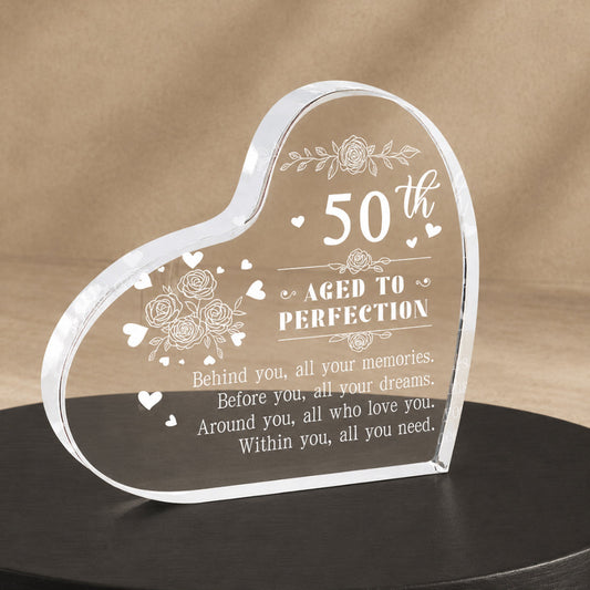 Acrylic Heart with Message for 50th
