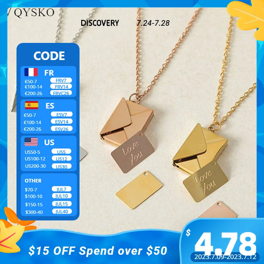 Letter Envelope Pendant Necklace | For Her