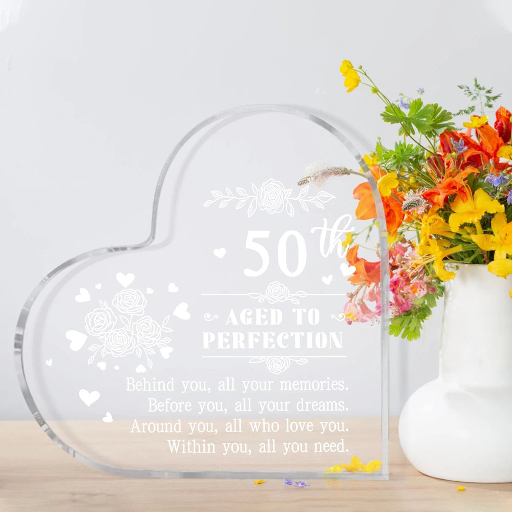 Acrylic Heart with Message for 50th