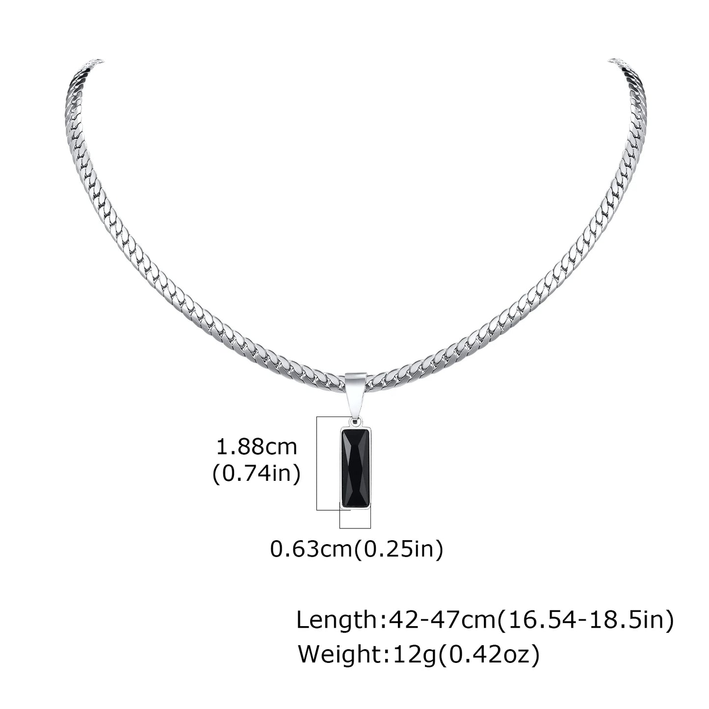 Quality Chain with Geometric Stone Pendant | For Him