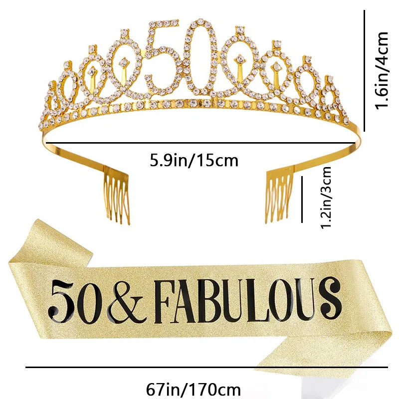 30-50th  Birthday Crown with Sash