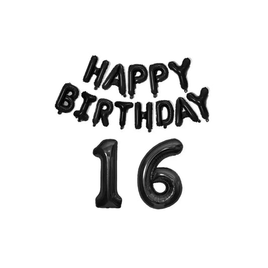 16 Inch Black Happy Birthday Letters and Number