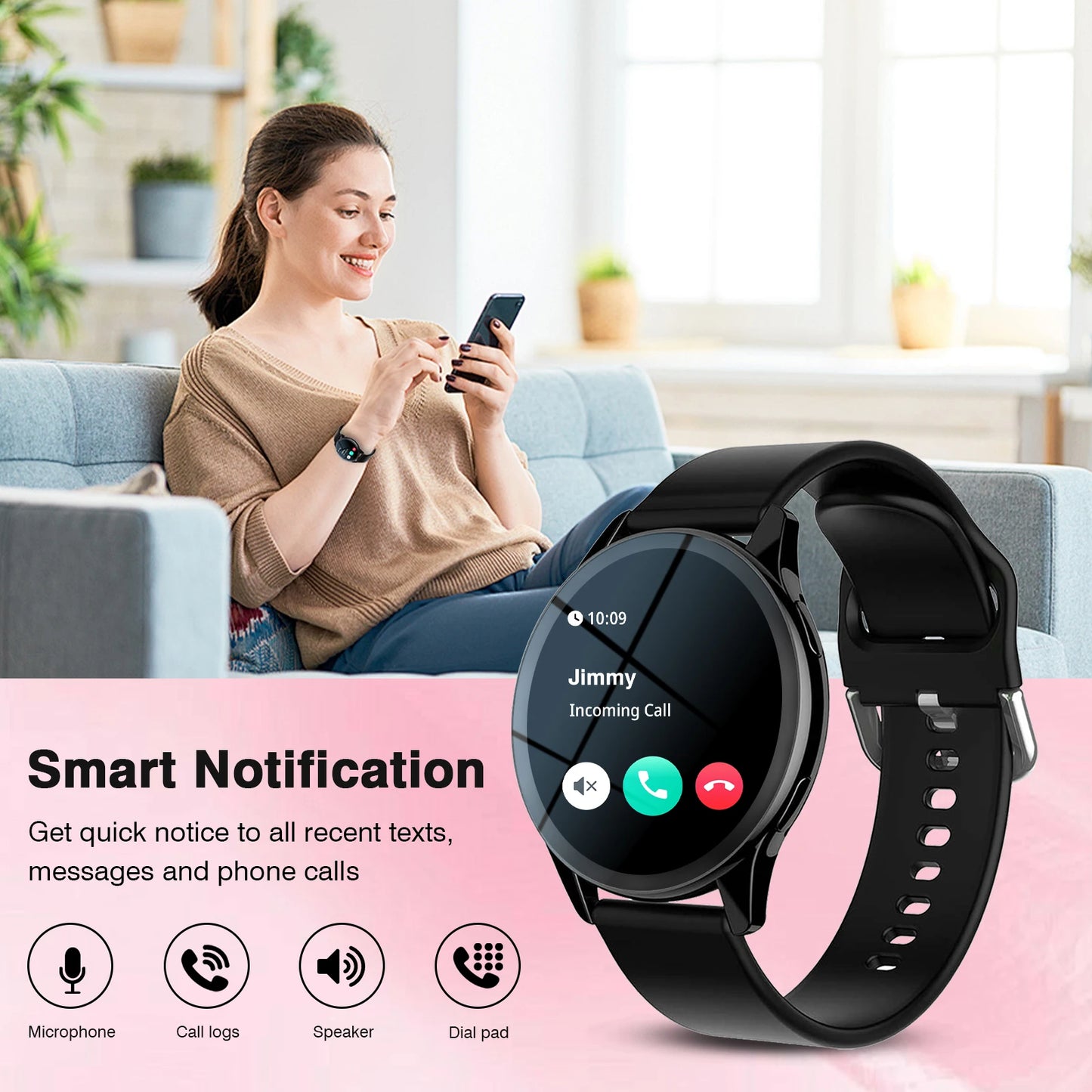 Round Face Smart Watch - iOS + Android