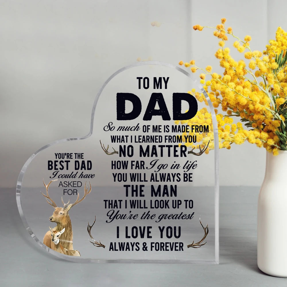 Sentimental Note for Dad from Son | Acrylic Heart