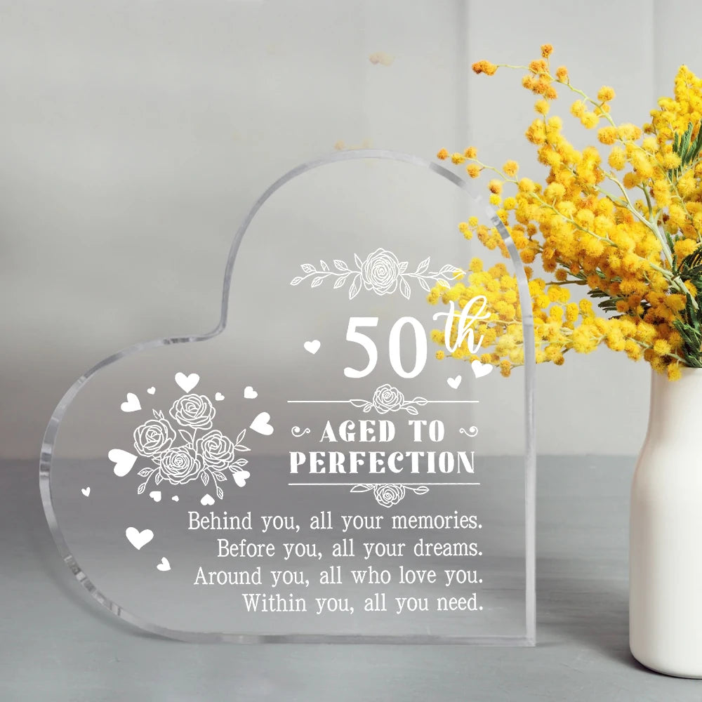 Acrylic Heart with Message for 50th