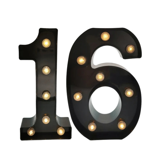 Black 16th Birthday LED Number | 21CM