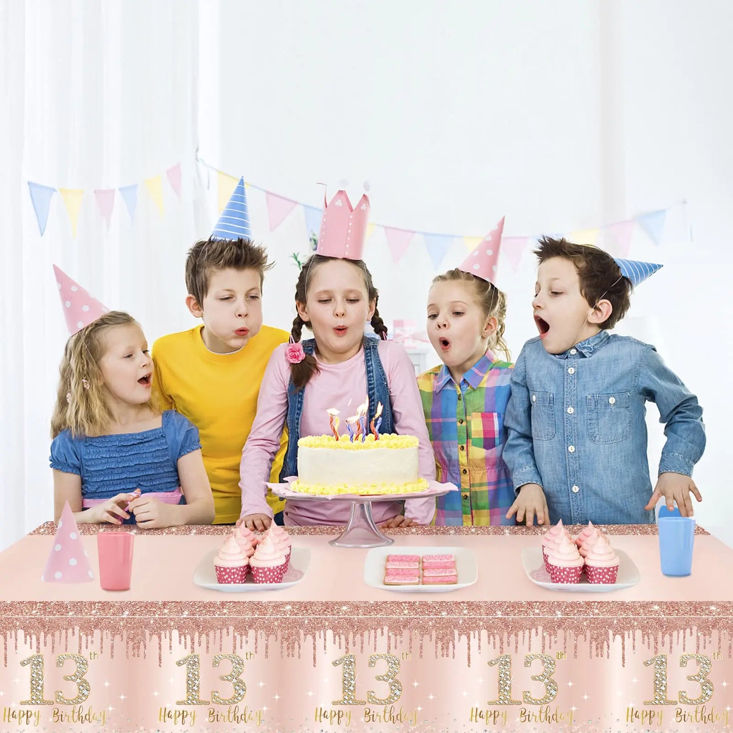 13th Birthday Rose Gold Table Cover | 108×54Inch