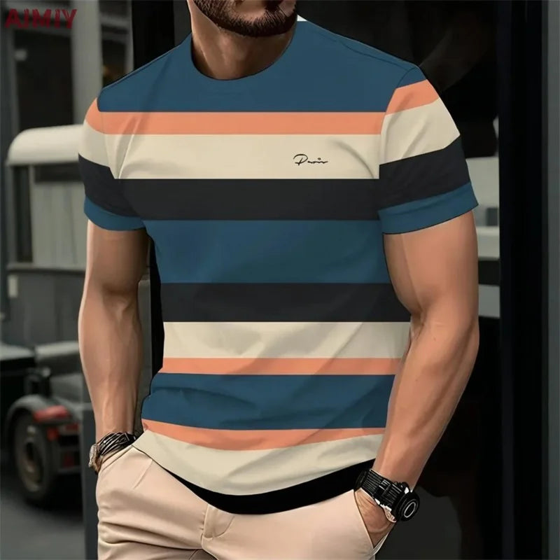 Men's Striped Printed T-shirts