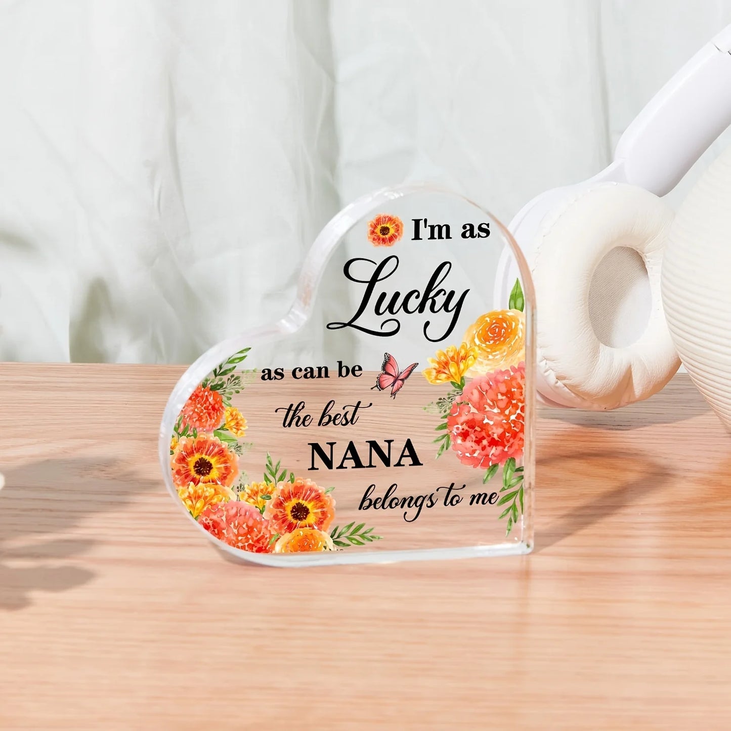 Acrylic Heart with Note for Nana