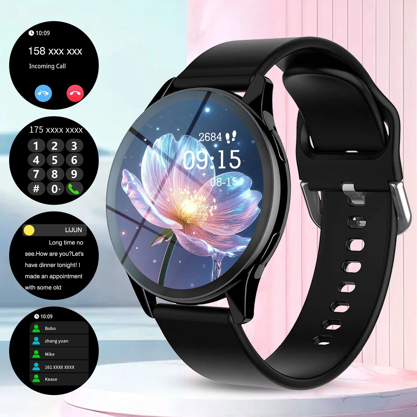 Round Face Smart Watch - iOS + Android