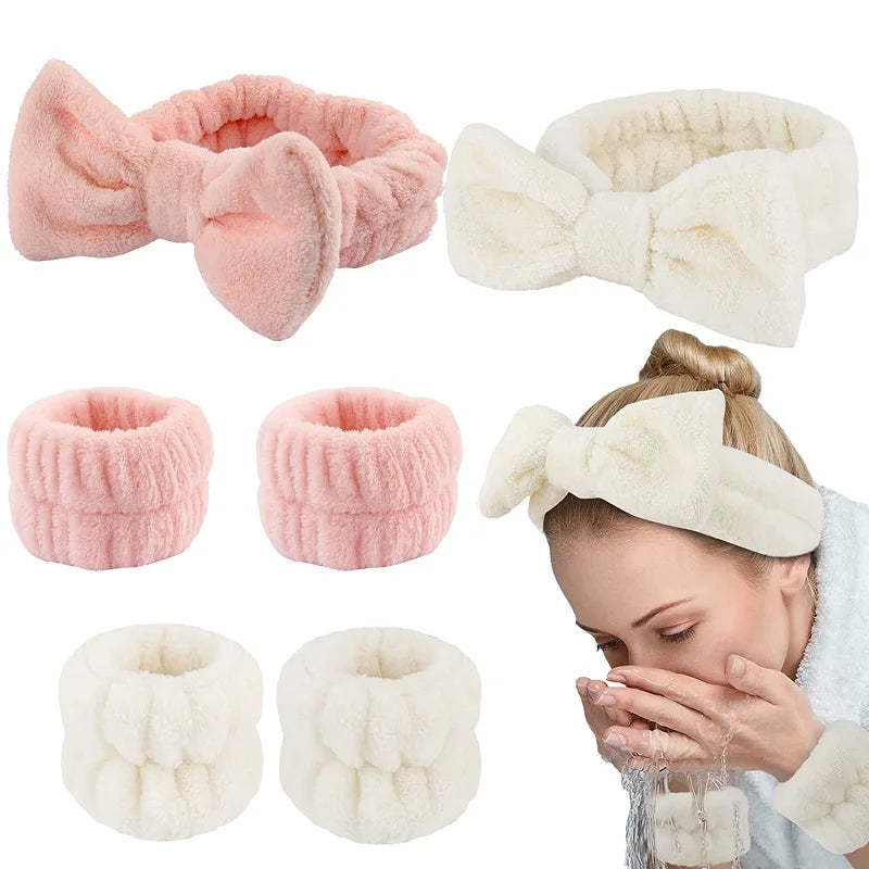 Quality Fluffy Headband & wristbands for Skin Care