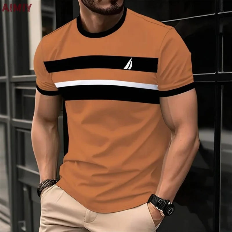 Men's Striped Printed T-shirts