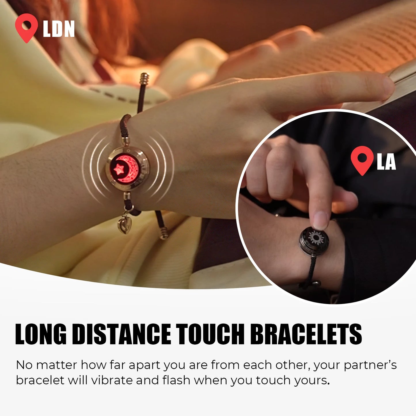 Long distance flash&vibrate bracelets