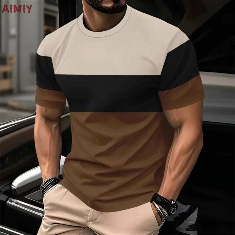 Men's Striped Printed T-shirts