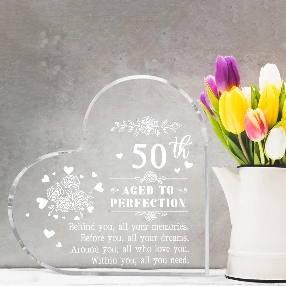 Acrylic Heart with Message for 50th