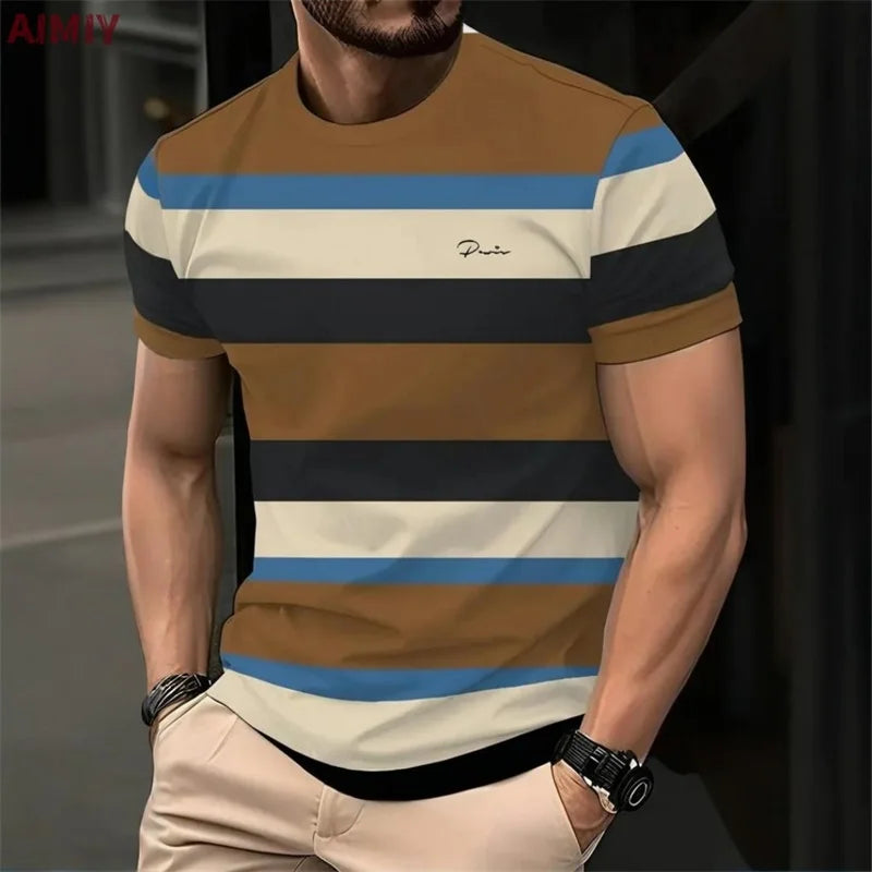 Men's Striped Printed T-shirts