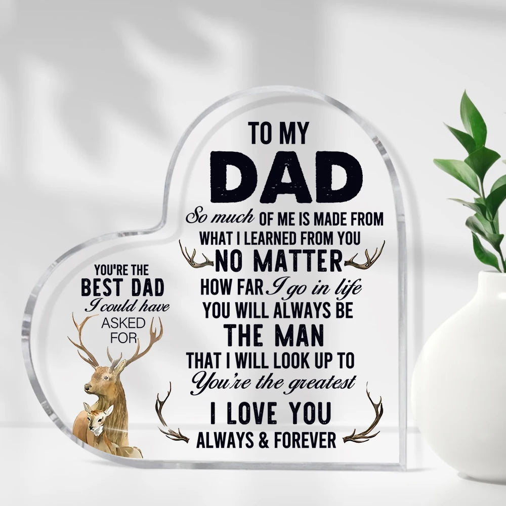 Sentimental Note for Dad from Son | Acrylic Heart