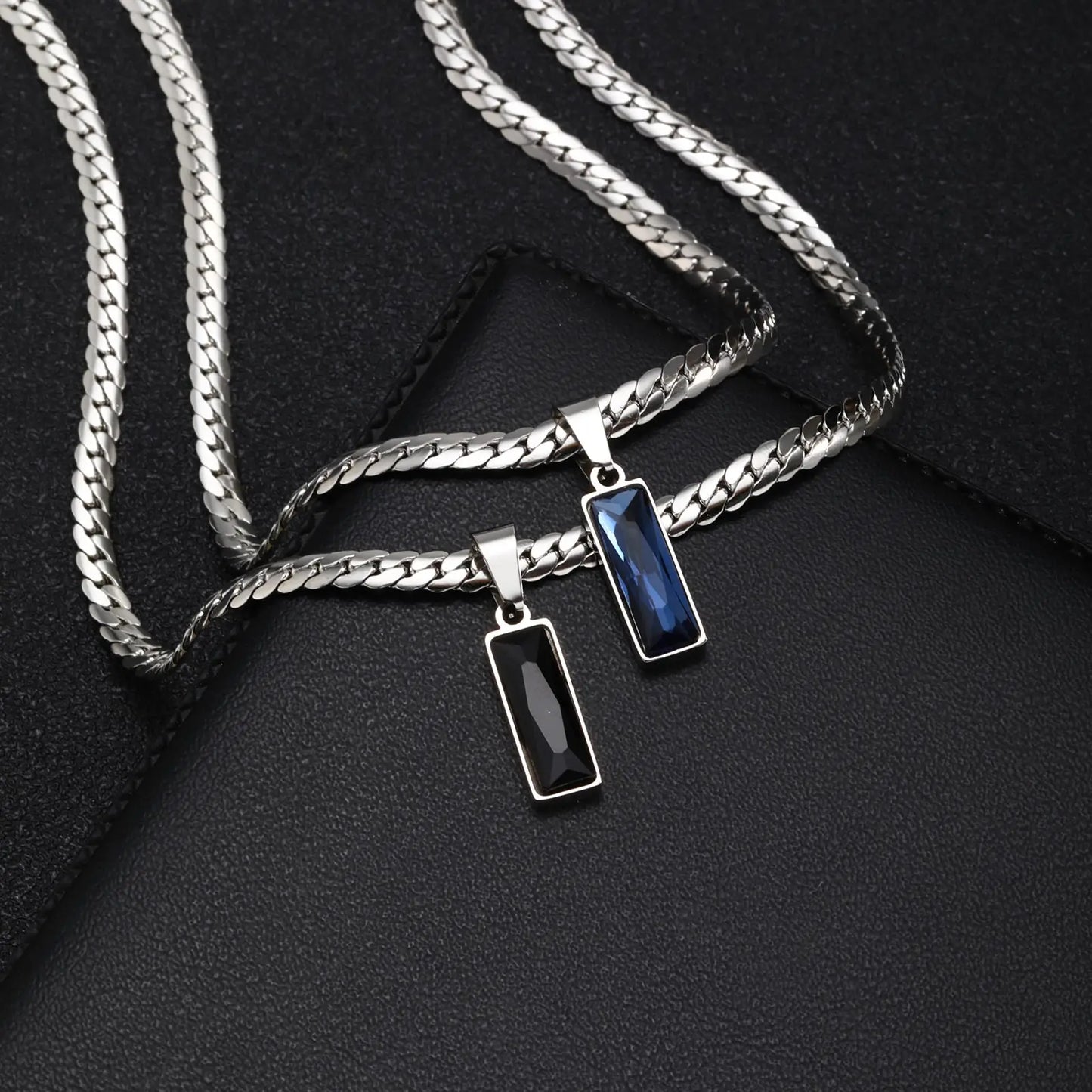 Quality Chain with Geometric Stone Pendant | For Him