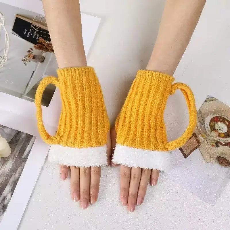 3D Beer Mug Knitted Socks Men's Padded Warm Mid-Calf Socks Women Winter Soft Funny Sleep Floor Socks Woolen Socks Christmas Gift