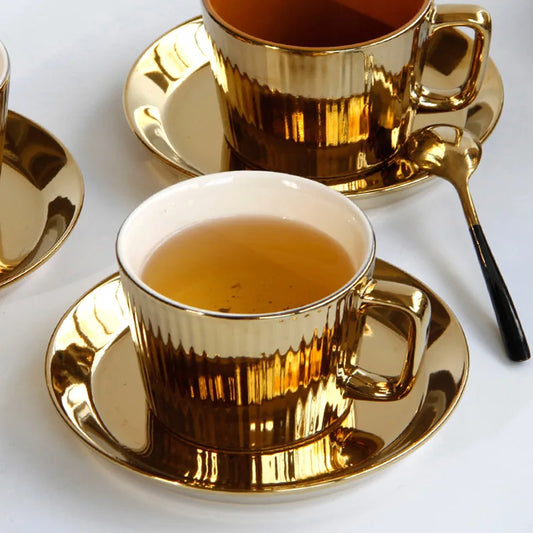 Gold Plated Tea/Coffee Cup Saucer Set