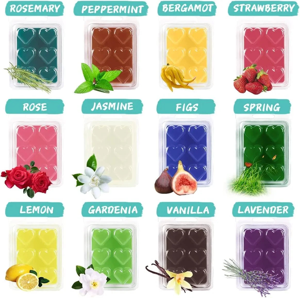 12 Pack Heart-Shaped Natural Soy Wax Melts