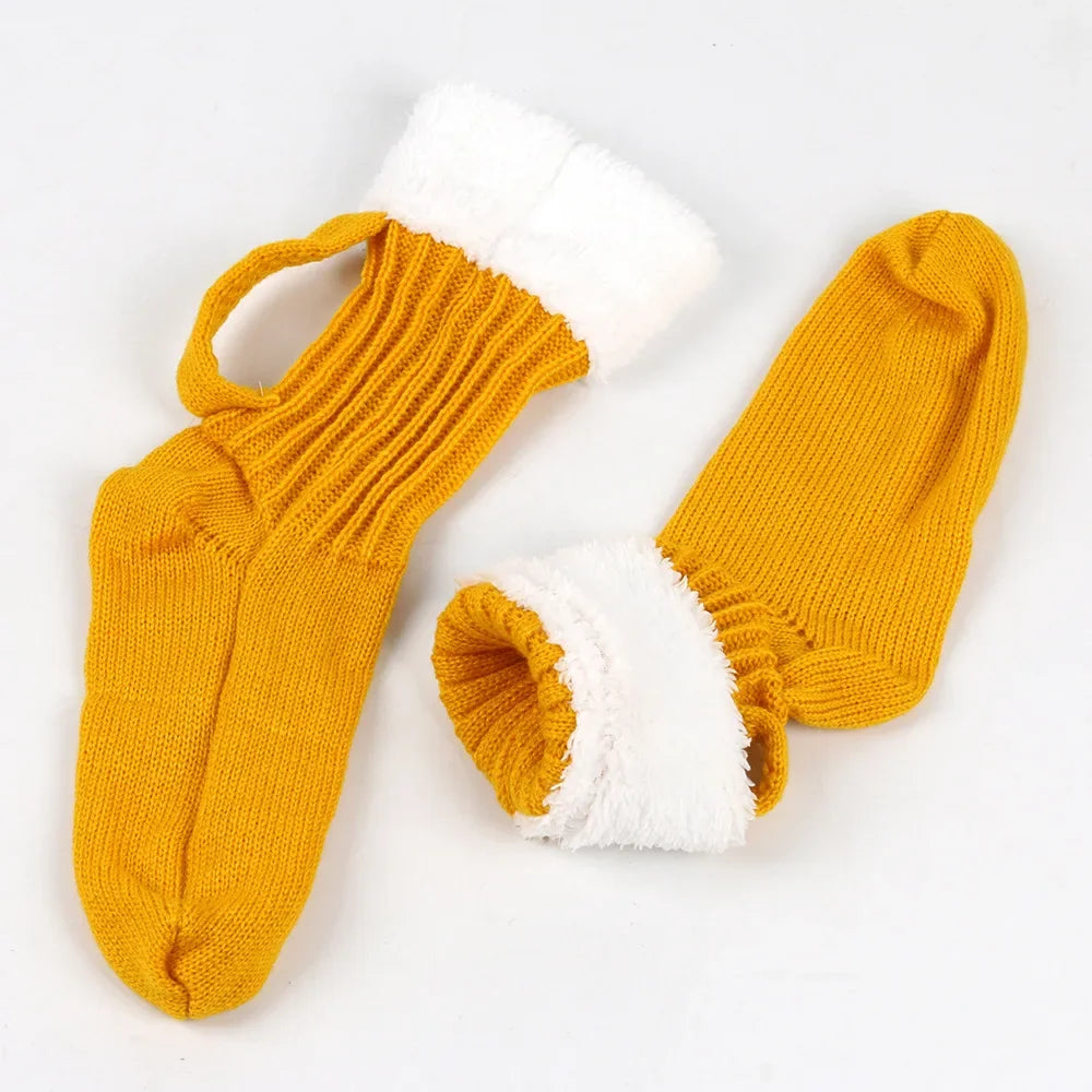 3D Beer Mug Knitted Socks Men's Padded Warm Mid-Calf Socks Women Winter Soft Funny Sleep Floor Socks Woolen Socks Christmas Gift