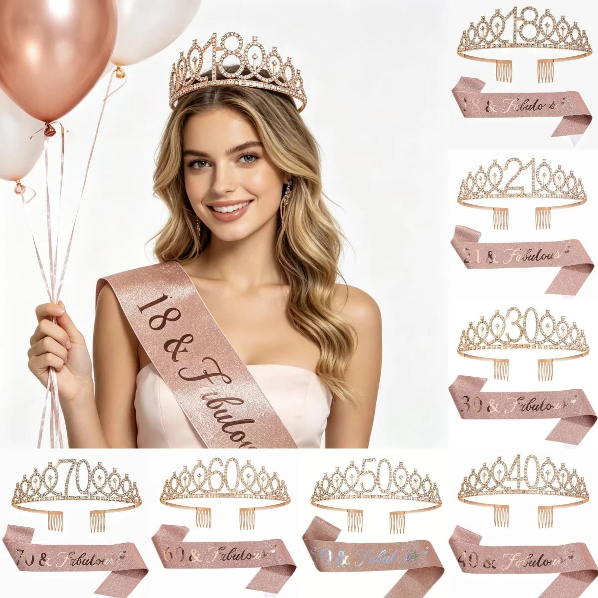 Rose Gold Birthday Crowns