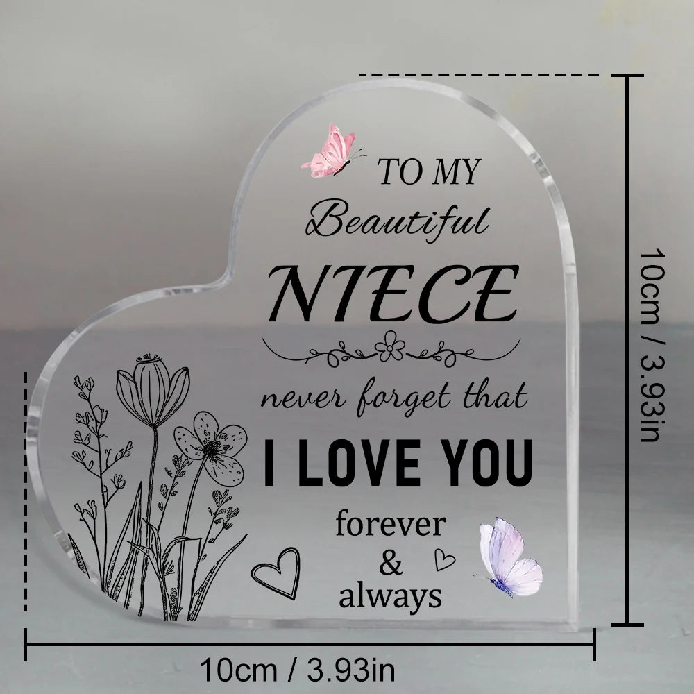 Acrylic Heart with Message for Niece
