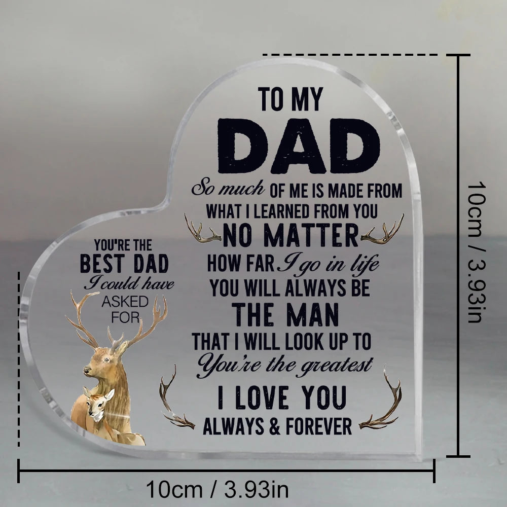 Sentimental Note for Dad from Son | Acrylic Heart