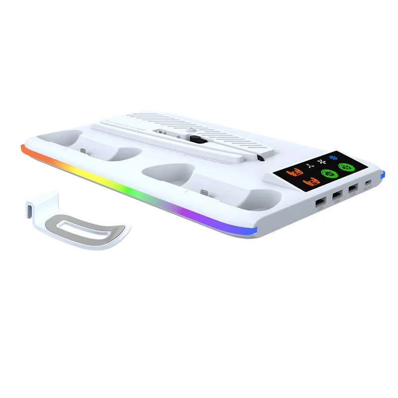 PS5 Pro Cooling Stand with LED Controller Charging Station