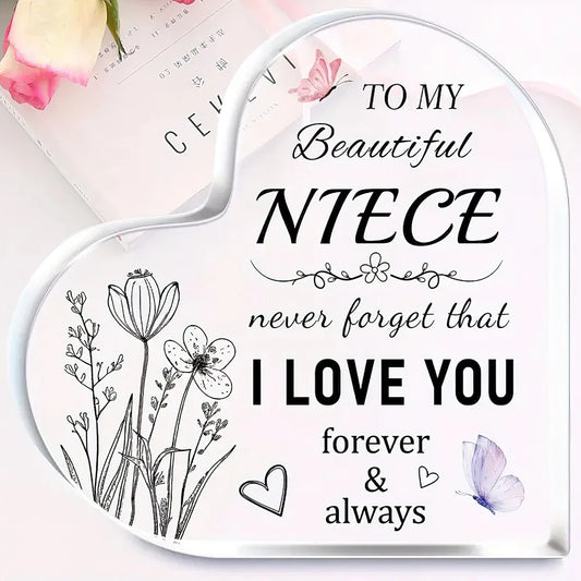Acrylic Heart with Message for Niece