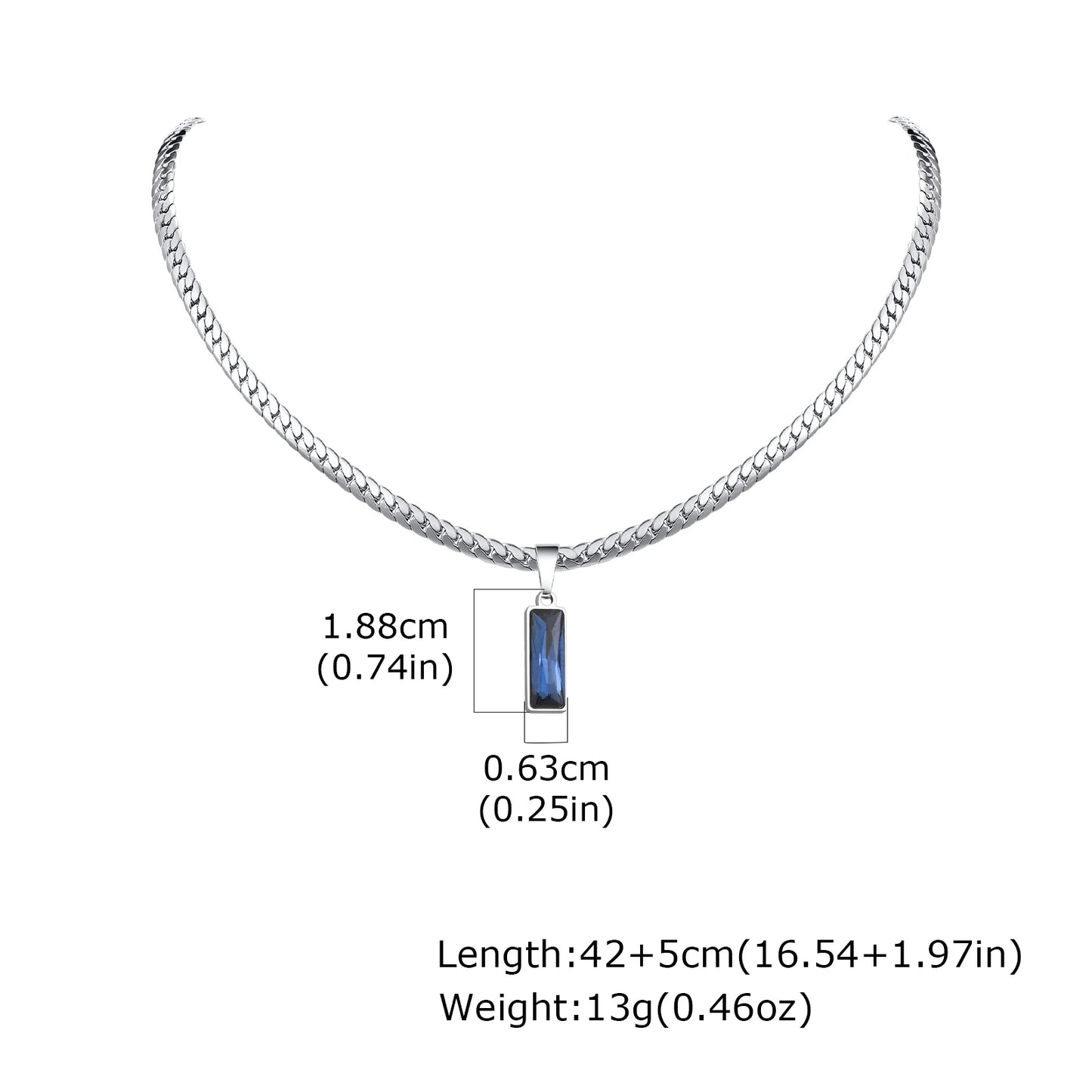 Quality Chain with Geometric Stone Pendant | For Him