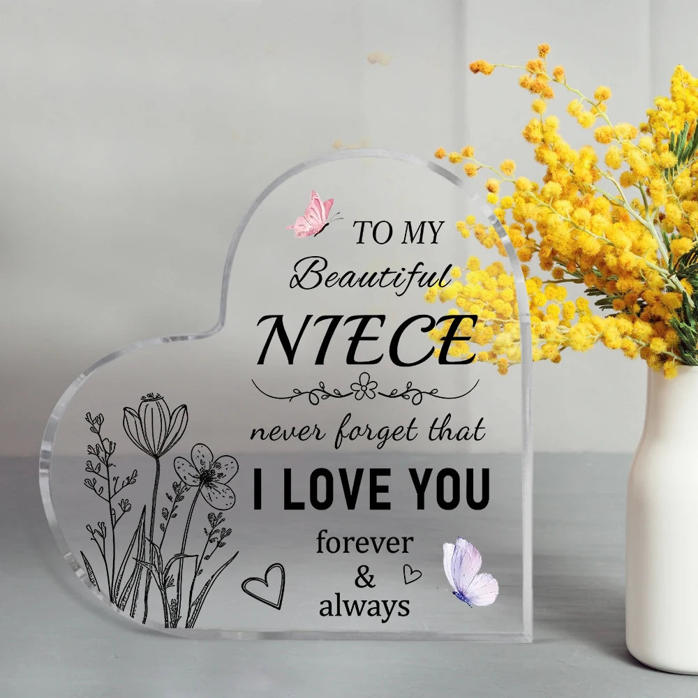 Acrylic Heart with Message for Niece